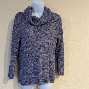 Jones New York Heathered Purple Cowl Neck Sweater
